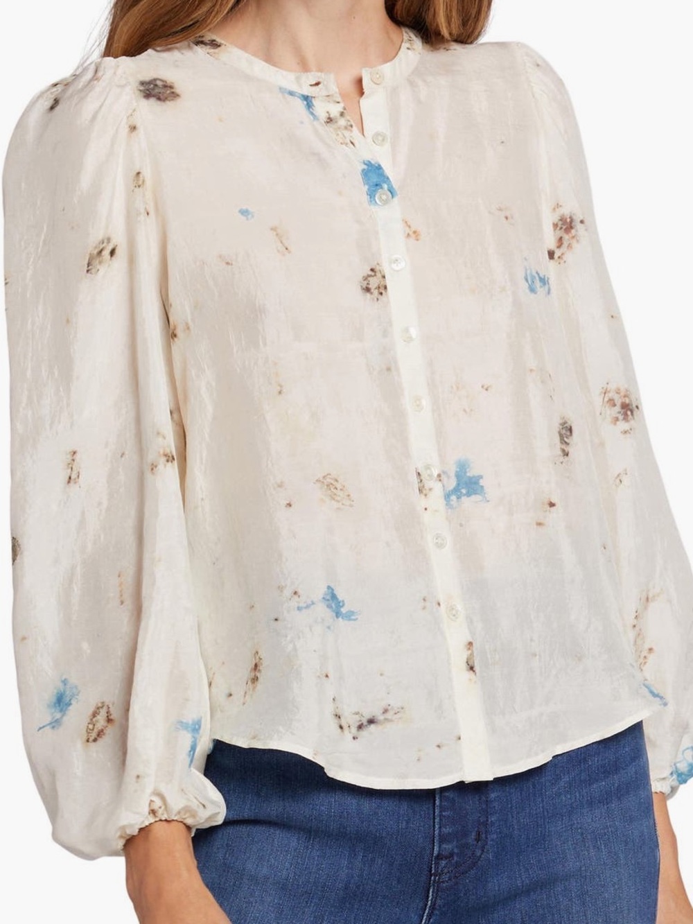 NWT Current Elliott The Stettler 100% Silk Top Rose Steam Multi XS